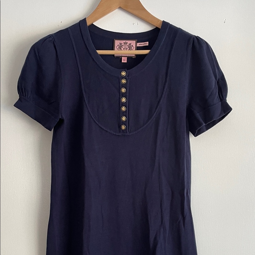 Juicy Couture Navy Button-Up mini dress